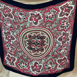Vintage Sun Kyung Sa Oversized Scarf Red Green Black Paisley Geometric